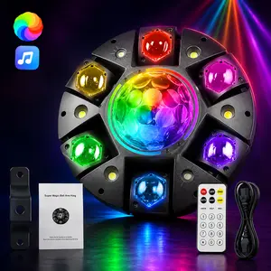 XDV  Halloween Party 120W 6-Arm RGBW Moving Head DJ Light, 8-in-1 Stage Party Light with Laser, Strobe, Magic Ball Effect, Remote Control, DMX512, Sound Active, Auto Run, Master-Slave & Dimming for Dad, Men, KTV, Weddings, Bars & Clubs，for Halloween Party