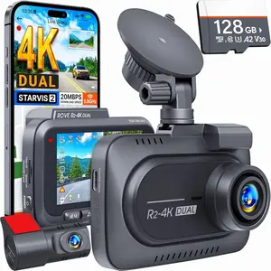R2-4K DUAL Dash Cam Front and Rear, STARVIS 2 Sensor, FREE 128GB Card Included, 5G WiFi - up to 20MB/s Fastest Download Speed with App, 4K 2160P/FHD Dash Camera for , 3" IPS, 24H Parking Mode