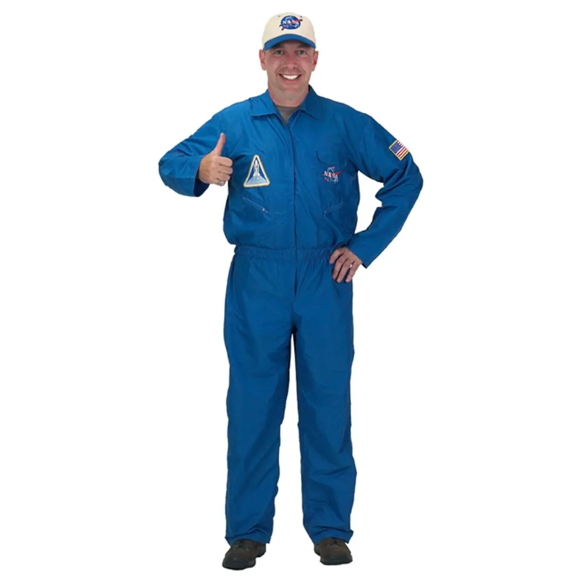 Aeromax Men's Flight Suit, Adult Top-Quality Fabric Workwear Clothes with an Elastic Waistband, Multiple Pockets, and Included Embroidered Cap, Ankle Bands, Official Look, Adult Size Large, Chest Flap Pocket, Hook And Eye, Rear Seat Pocket