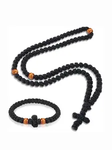 Handmade Eastern Orthodox Religious Prayer Rope Set, Prayer Beads, 100 Knots & Christian 33 Knot Bracelet, Greek Praying Rose Protection Blessing Cross Pendant Gift, Faith Jewelry, Handcrafted Jewelry, Faith Wear