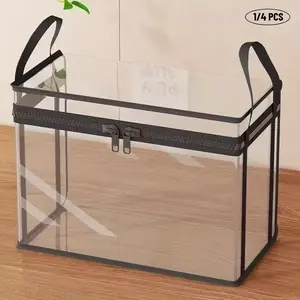 Large Transparent Thick Plastic Storage Box with Hinged Lid, Durable High-Capacity Organizer for Home, Camping, Travel, Attic, Moving, Heavy Duty Storage