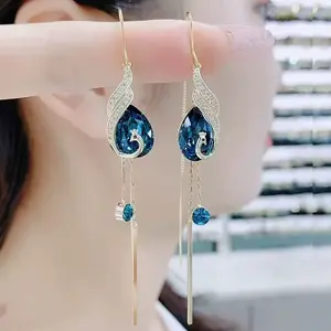 LisiZen Blue Crystal Phoenix Earrings for Women 2025, Elegant Luxury Design, Anti-Allergy Statement Jewelry DZED0450 Thoughtful Gift Everyday Wear SpringStatements