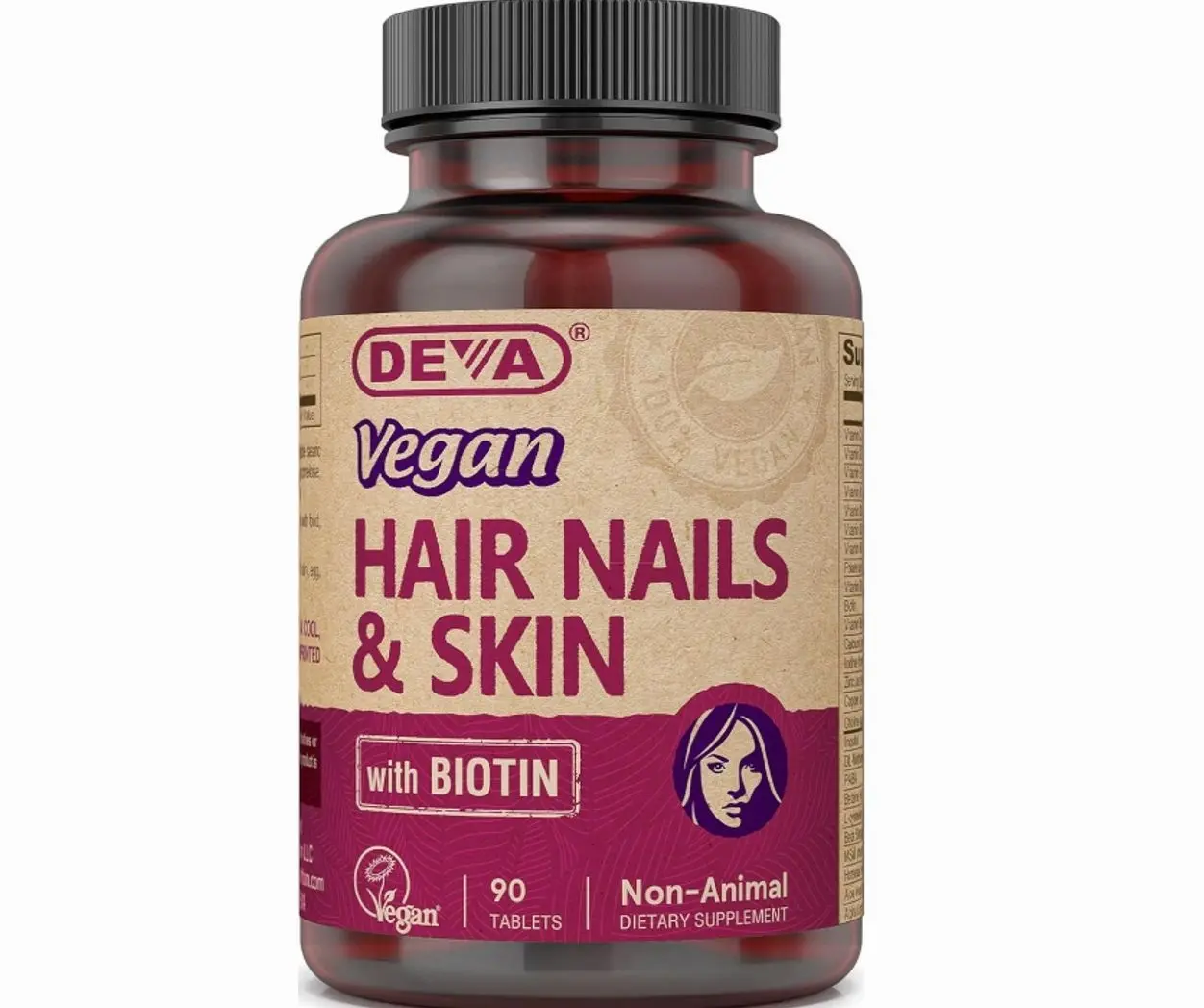 DEVA Vegan Hair, Nails & Skin Vitamins & Minerals with Biotin, Supplement, 90 Tablets