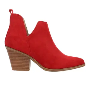 Corkys Womens Sassy Pants Pointed Toe Pull On  Casual Boots Ankle Mid Heel 2-3" - Red