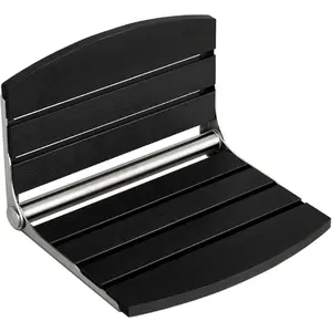 17.5" Wall Mounted Shower Seat, Fold Down Shower Seat Wall Mounted, HDPS Foldable Shower Seat, Folding Shower Seat Attached to Wall, for Inside Shower,  Care(Black)