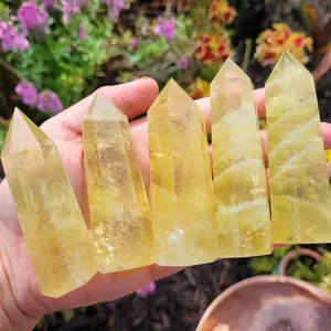Natural Yellow Citrine Tower Point Polished Obelisk Meditation Healing Crystal Home Decoration Ornament Mineral Specimens