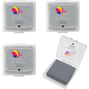 Kneaded Erasers for ists,Erasers for Drawing , Large Size Grey Kneadable Eraser for Drawing ists,  Supplies,  Gum Erasers for Charcoal Pencils, Sketching Supplies (4)