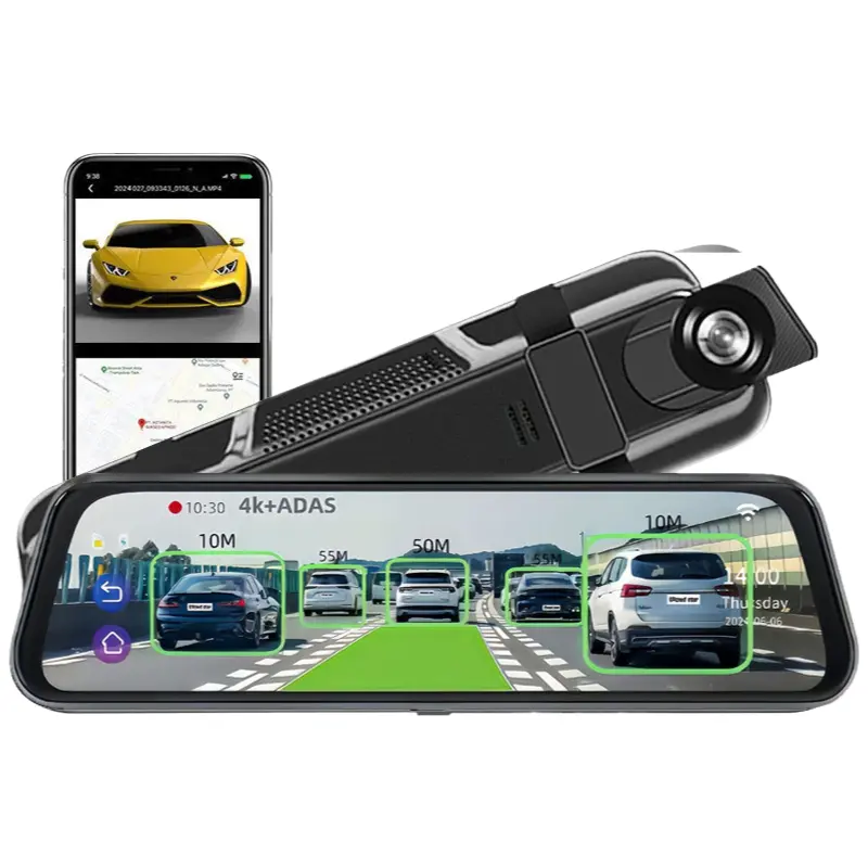 10 Inch 4K Ultra HD Full Touch Screen Dual Recording Dash Cam with ADAS Driving Assistance WiFi GPS Dual Lens
