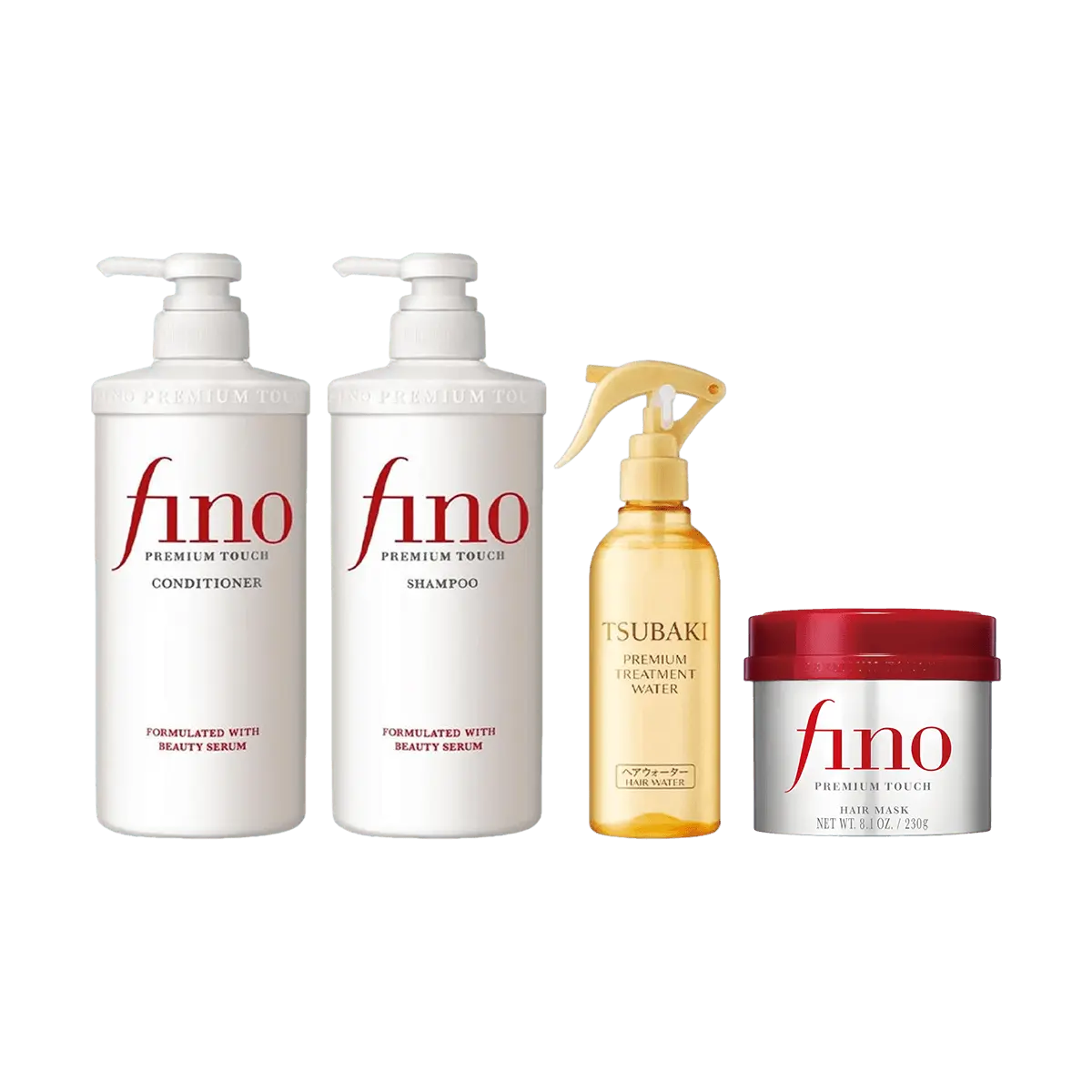 FineToday TSUBAKI FINO Hair Care Set - Leave-In Spray, Shampoo, Conditioner & Hair Mask for Damaged Hair