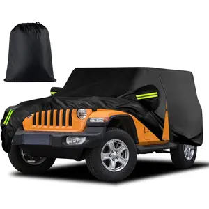 Waterproof Car Cover for Jeep Wrangler 2 Door 1987-2025 JK JL CJ YJ TJ Outdoor Sun Rain Snow Hail Protection with Driver Door Zipper