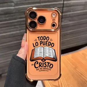 Bible Verse Aesthetic Christian Pattern Phone Case , Electroplated Cover with Airbag Shockproof Slim Soft TPU Cover for iPhone X 11 12 13 14 15 16 17 Pro Max Plus Air