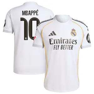 Unisex Soccer Real Madrid Team Mbappé Laliga 2025/26 Home Player Jersey - White