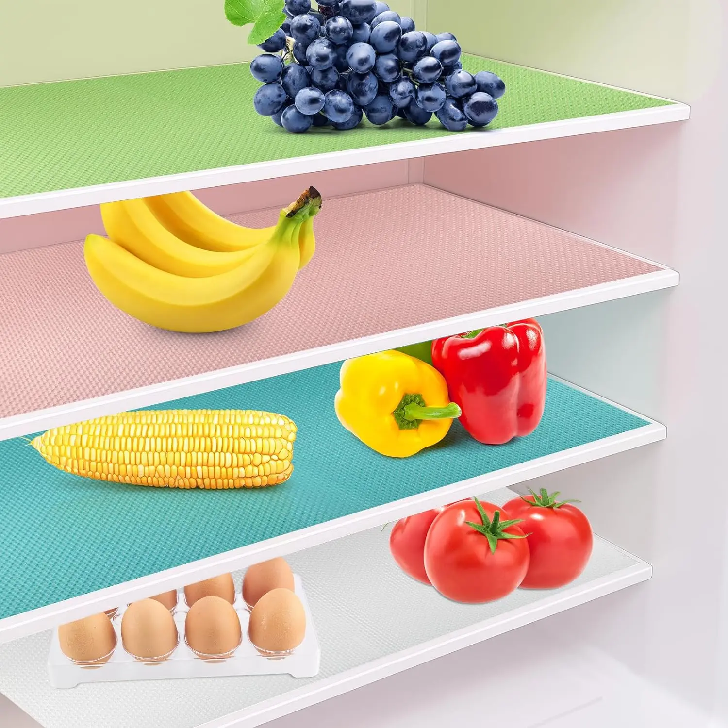 Refrigerator Shelf Liners, 8 Pcs Fridge Mats, Non Slip Drawer Liners BEVTEE Reusable