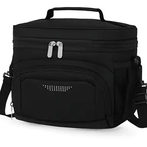 Insulated Lunch Bag for Men Women, Reusable Lunch Box Leakproof Cooler Lunch Tote Bag with Adjustable Shoulder Strap for Work Office Picnic Beach Travel,Black