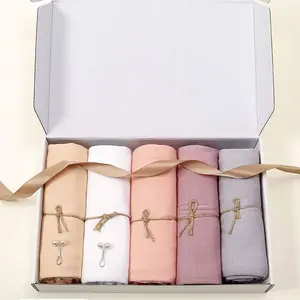 5-Piece Women's Muslim Turban Hijab Set, Soft Comfortable Long Shawl, Fashion Versatile Headscarf, Perfect Gift for Holidays & Daily Wear