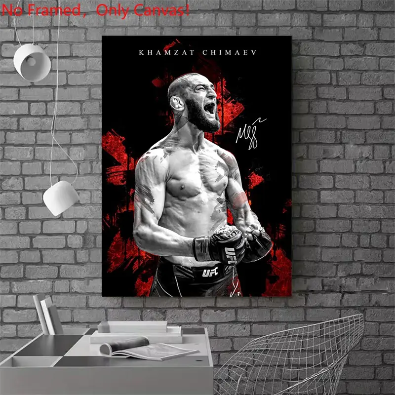 1 piece/set frameless canvas painting print poster, Classic realistic Boxing Sports star art，Khamzat Chimaev Fighter，a perfect gift for mixed martial arts loves, ideal gift for bedroom, living room, dorm hallway, kitchen,s mural, wall decoration