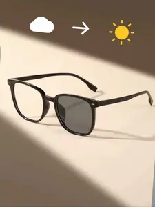 Trendy Photochromic Sunglasses for Men & Women, Square Frame Design, Ideal for Computer, Gaming, TV, Smartphone Use, HD Clarity Lens, Trendy Shades