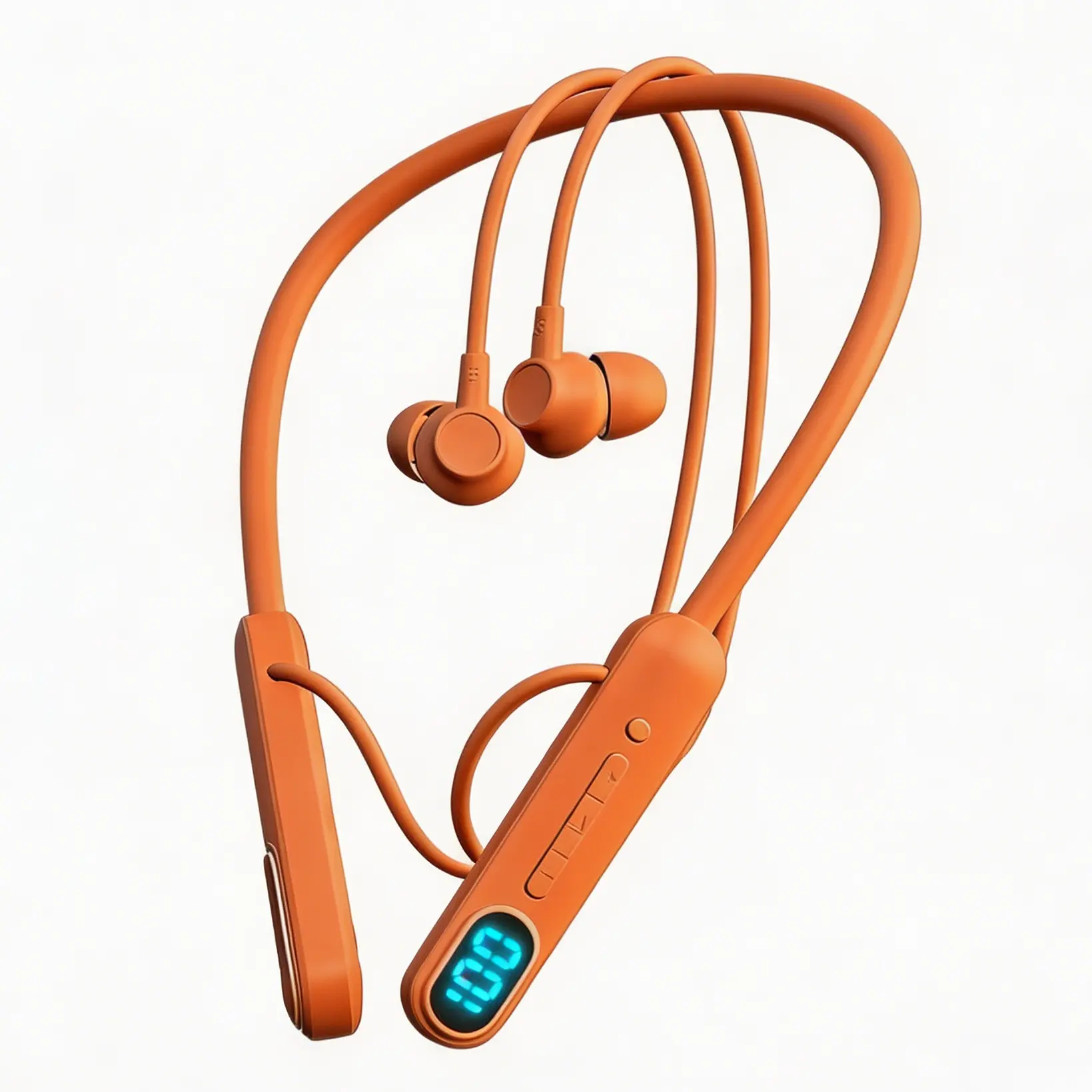 Wireless Neckband Headset, Stereo Digital Bluetooth Earbuds with LED Power Display, Durable Sweatproof Design, Stable Connection, Long Standby for Sports Running Smart Voice Assistant ENC