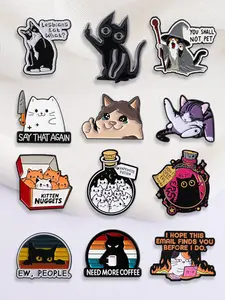 12-Piece Set Cute Cat Enamel Pin Drop Set Pins, Whimsical Cat Designs for Cat Lovers and Collectors, Adorable Animal-Themed Accessories Decoration Backpack Clothes Lapel Badge Fashion Jewelry Gift