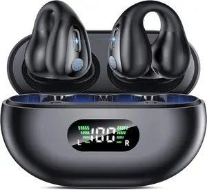 Clip-On Sports Earphones, Wireless TWS Headphones Sports Wireless Earbuds with Digital Display Charging Case, Compatible with Android and iPhone, Ideal for sports running,Wireless Headset