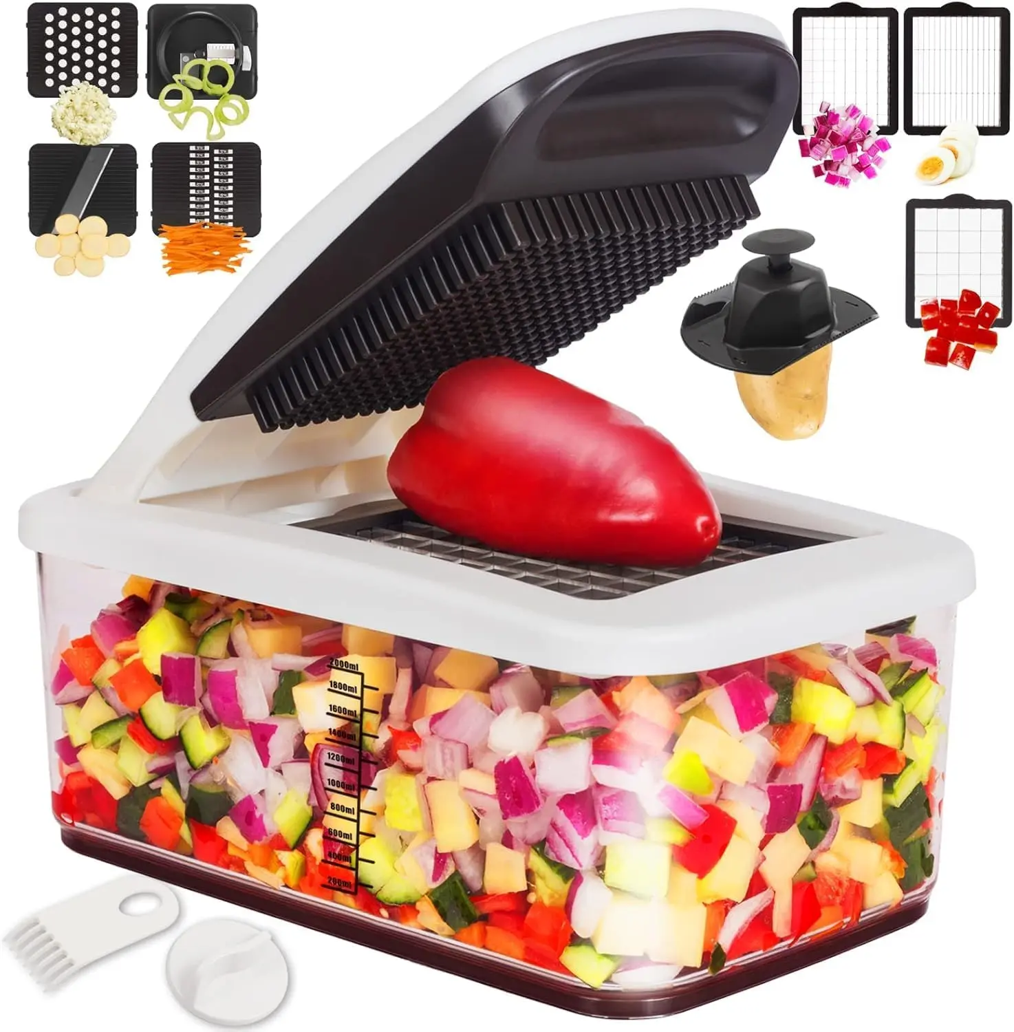 10-in-1 Vegetable Chopper – Large Capacity Food Cutter with Interchangeable Blades & Spiralizer for Quick Kitchen Prep