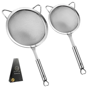 Gourmet Easy Stainless Steel Strainer Set, Rice Strainer set, Flour Sifter for Baking,  Strainers for Kitchen with Sturdy Handle