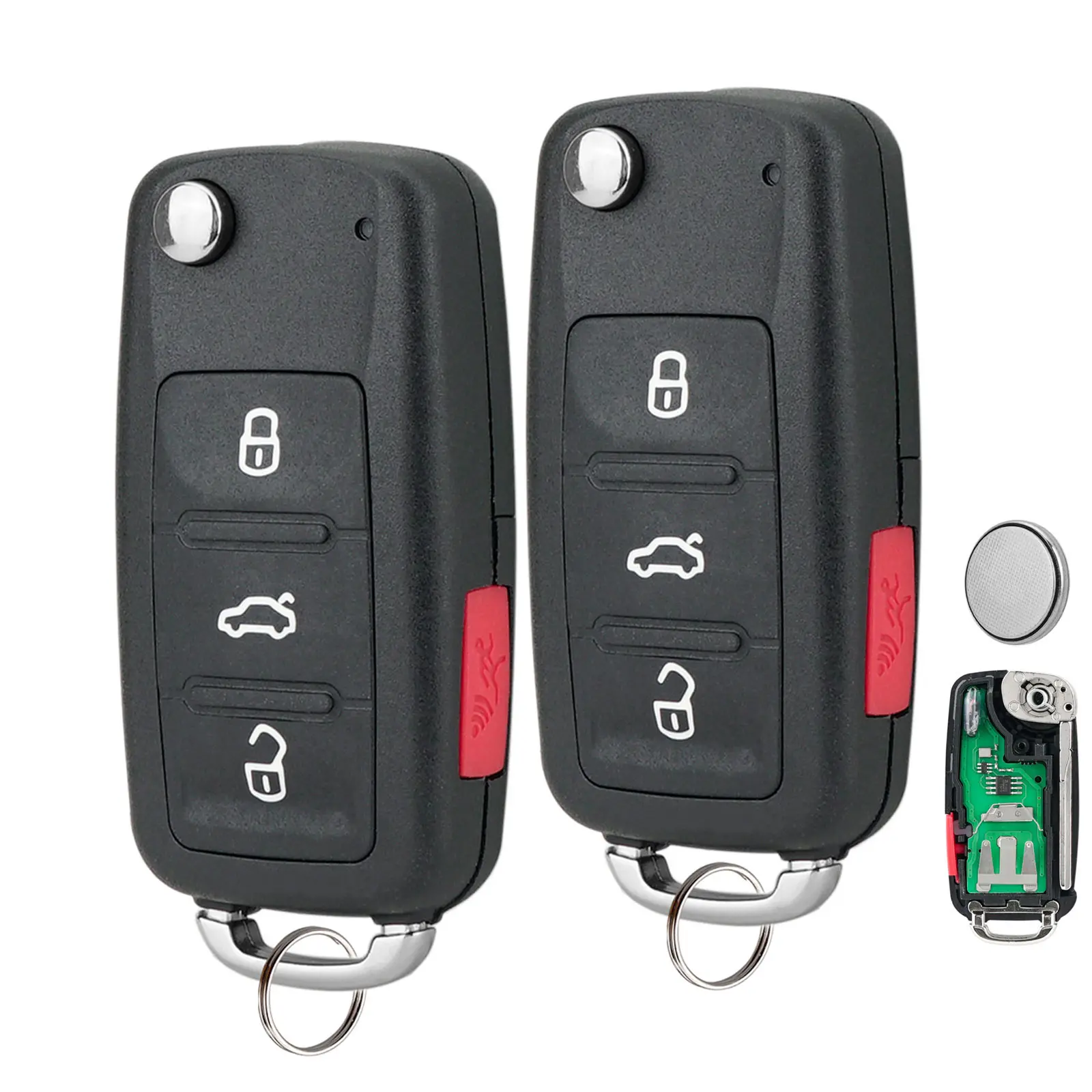 2-Button Flip Car Key Fob Replacement - Car Accessories for 2011-2016 Volkswagen VW Jetta, Passat, CC, Beetle, Eos, Golf, GTI, Tiguan, Touareg