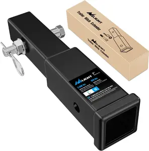 Nilight Trailer Hitch Extender, 7 in Extension Length, Fits 2 in Receiver Tube, Includes 5/8 in Stainless Steel Bolt, Flange Nut & Clip, 3,500 lbs GTW, Matte Black