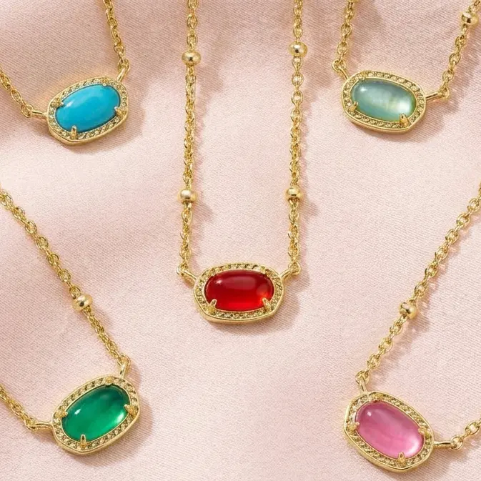 Kendra Scott 14k gold-plated Mini Elisa satellite short pendant necklace features delicate polished craftsmanship, fits daily styling and gifting, adds understated sophisticated charm to any women's outfits.