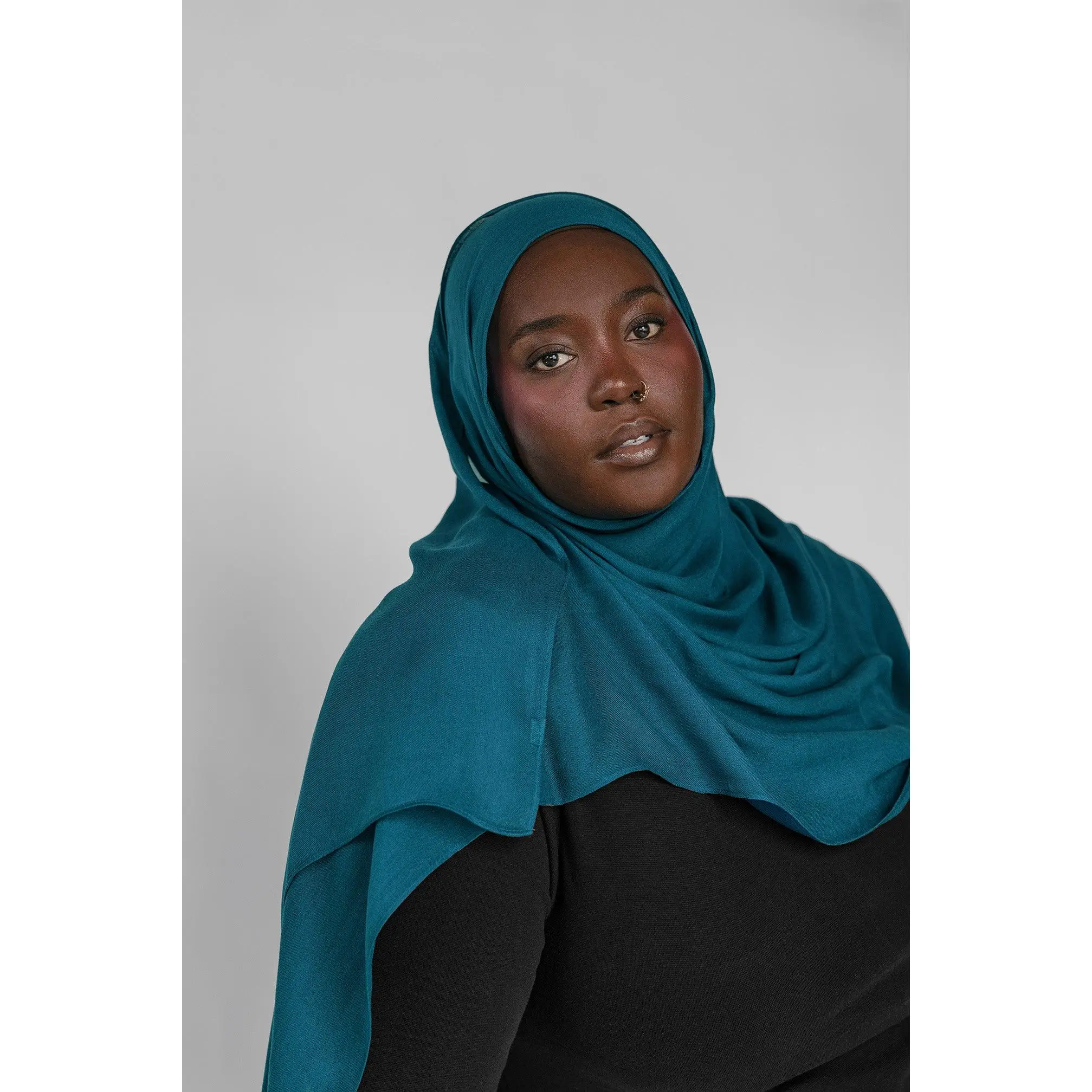 VELA Lunar Teal Solid Modal Fabric Hijab, a Seamless and Versatile Evening Scarf for Gatherings or Everyday Wear, Evening Hijab, Every Wardrobe, Hijab Style