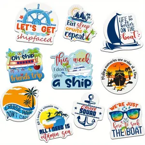 10pcs Cruise Ship-Themed Magnets - Fun Door & Fridge Decor with Funny Quotes, Refrigerator Decorating Magnet, Rubber Oval Magnets for Cabin, Refrigerator Use, Perfect for Cruise Cabin Decorations, Nautical Decor, Durable Magnetic Decor, Fridge Magnet Set