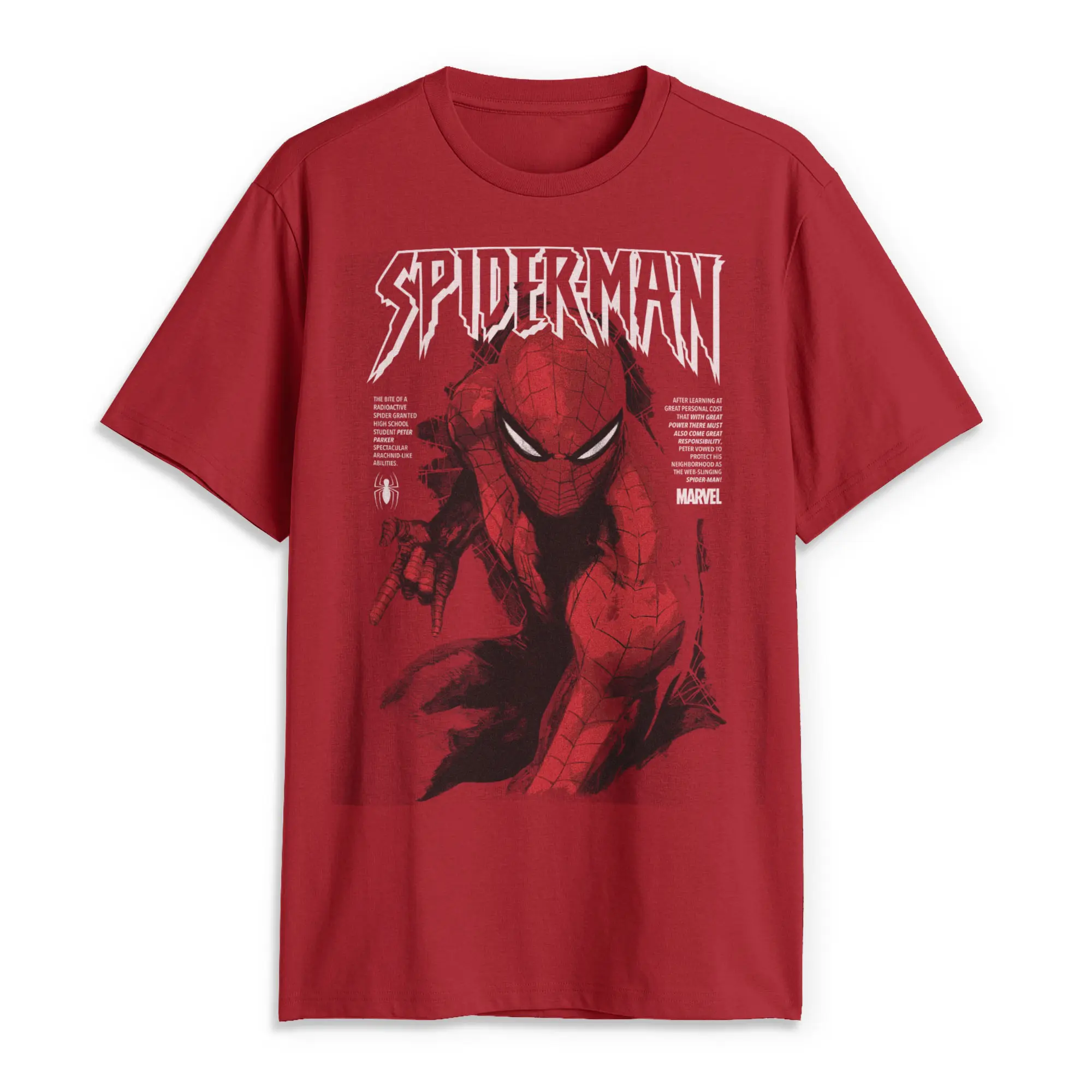 Marvel Men's Short-Sleeve Spider-Man Classic Painting Comic Cover Graphic Print T-Shirt, Menswear T-Shirt, Streetwear, Top