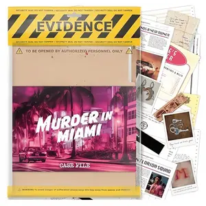 Detective Mystery Puzzle Game, Cold Case File Investigation, Detective Clues Evidence, Solve Crimes, Perfect for Personal, Date Night, Party Group, Miami, Collaborative, Tabletop Games, Board Games