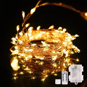 120 LED Fairy Lights, 14.7ft String Lights with Remote, 8 Modes Timer Twinkle Lights  Operated, Fairy Lights for Bedroom Wreath Party Window Wedding Christmas Tree Decoration,Warm White