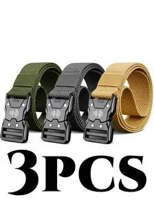 3-Piece Sporty Quick-Release Belts Made of Durable Nylon Webbing, Convenient Plastic Buckles for Daily Work, Training, Outdoor Activities