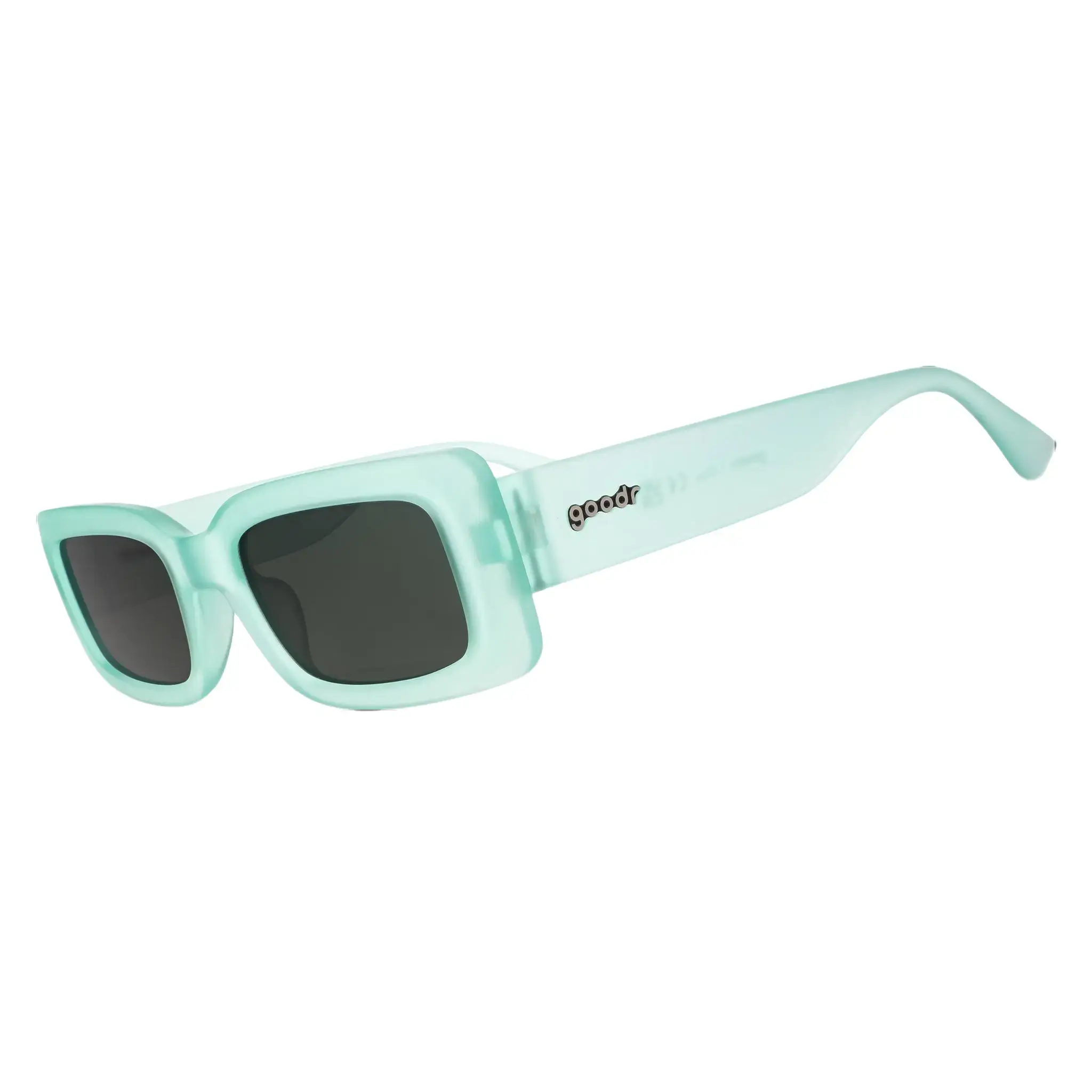 goodr Stays for the Encore Medium Size (Luxe G) Translucent Light Green Frame with Green Lens, UV400, No Slip No Bounce No Tangle