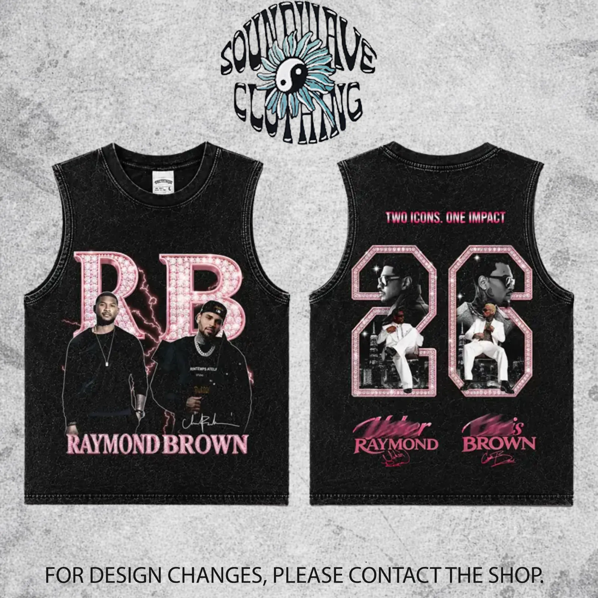 The R&B Tour 2026: Raymond & Brown Pink #1 Premium Acid Washed 100% Cotton Tank Top, R&B Music Duo Graphic Tee, Urban Hip Hop Soul Streetwear Shirt, Concert Tour Merch, Gift for R&B Fans, Vintage Music Tee