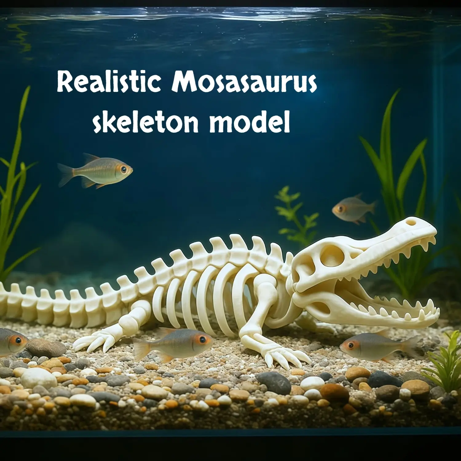 1pc Realistic Mosasaurus Skeleton Model - Ideal for aquarium decoration, fish tank decoration, Aquarium Supplies, home office desk display, perfect as a gift, suitable for paleontology enthusiasts