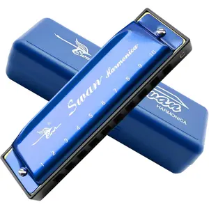 Harmonica Armonica Mouth Organ Blues Harmonica Key of C 10 Hole 20 Tone Polyphony Diatonic Harp with Case for Blues Folk Jazz Pop for Music Student Teacher Teaching Beginner