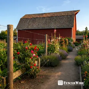 Fencer Wire 15 Gauge Barbed Wire with Gloves, 4 Point Galvanized Barb Wire Roll for Fencing, Crafts, Critter Deterrent, Yard and Garden