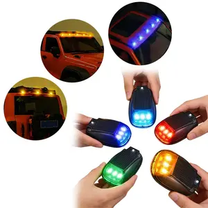 FCCEMC Solar Car Roof RGB Strobe Light Waterproof Solar-Powered LED Marker Lights with Remote Control No Drill for Truck Pickup SUV Use Cab Lights
