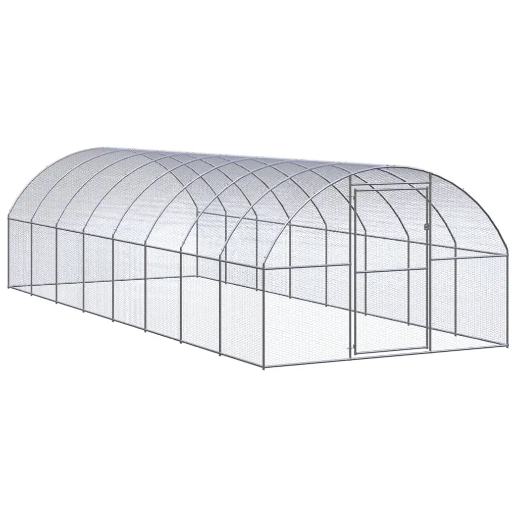 vidaXL Chicken Coop, Chicken Run Hen House, Battery Cage for Chickens Poultry, Easy to Assemble Chicken House Animal Cage, Galvanized Steel 3095466