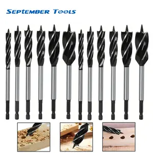 6pcs-12Pcs Auger Drill Bit for Wood Set, 10mm-20mm Sizes, 4 Flute Impact Wood Drill Bit with Hex Shank Quick Change