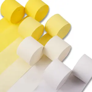 PartyWoo Yellow, Pastel Yellow & Pearl White Crepe Paper Streamers, 8pcs 656ft Pack, for Birthday, Wedding & Anniversary Decorations (Sunflower Little Cutie Theme Festive Supplies)