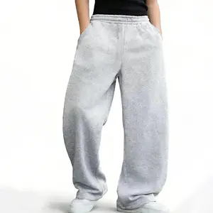 Casual Baggy Sweatpants Joggers Pants Outdoor Street Pocket Straight Trousers Sports Pants Wide Leg Elastic Waist Pants Pull On Fleece Athletic Ages 8-16 Years
