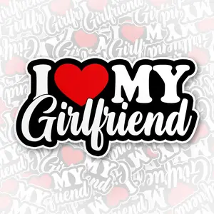 I Heart My Girlfriend Sticker, I Love My Girlfriend Stickers, Valentine Funny Couples Lover Vinyl Sticker for Laptop Decor Decorative Ornaments