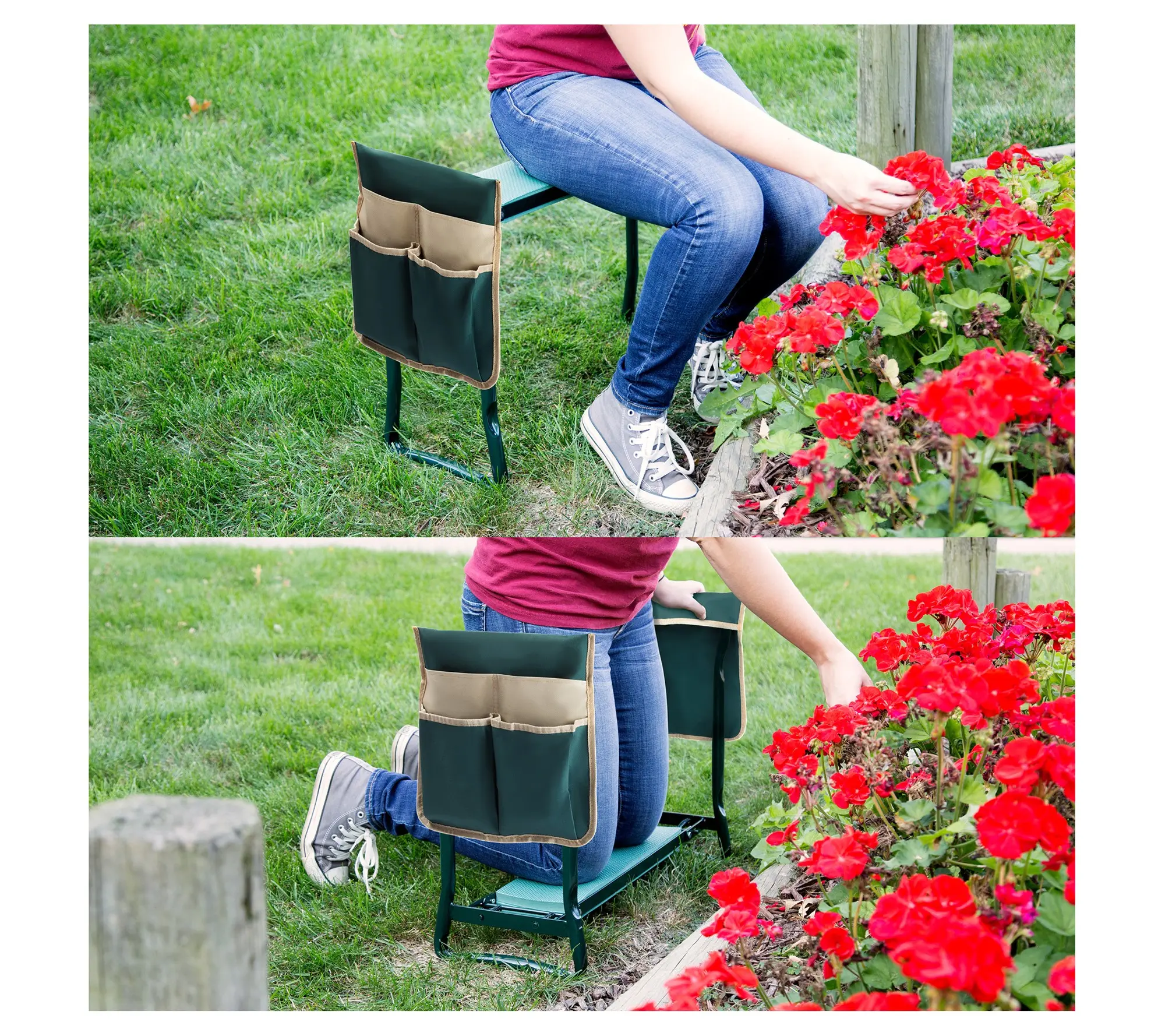 Pure Garden Kneeler 2-in-1 Foldable Kneeling Pad & Stool