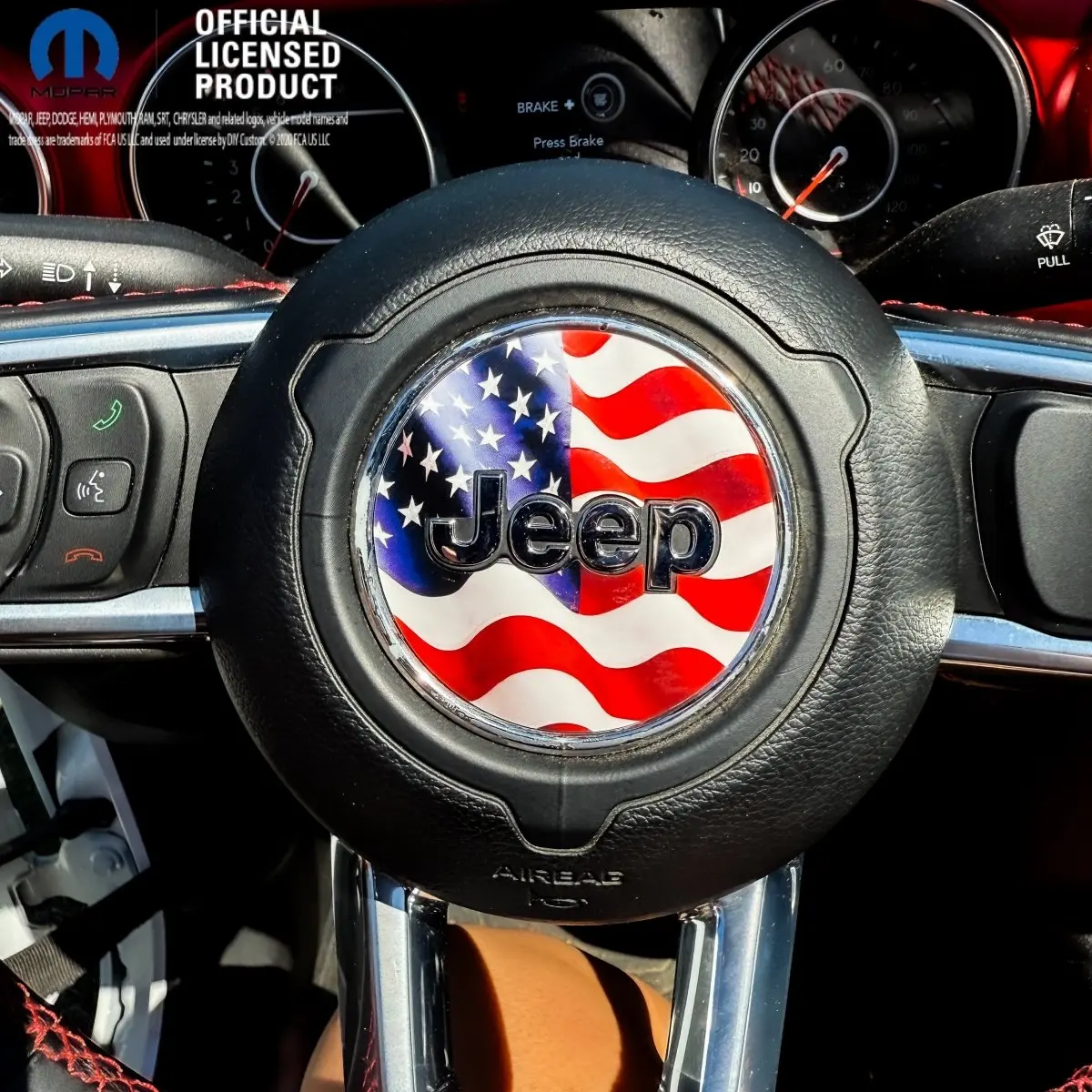 Steering Wheel Circle Waving American Flag Vinyl Decal Sticker For Jeep Wrangler JL Gladiator
