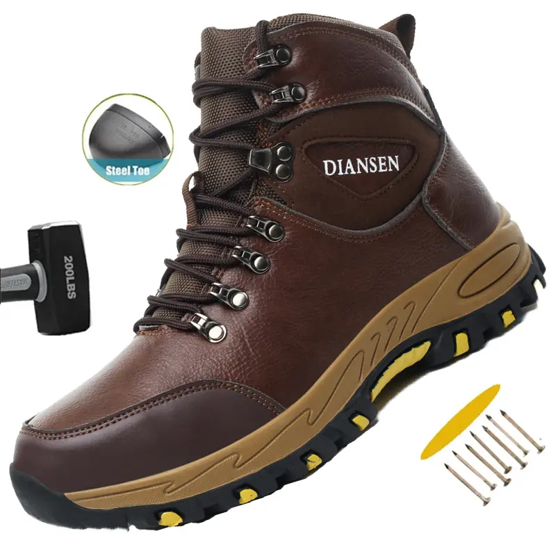 Waterproof Safety Boots Men Indestructible Steel Toe Work Boots Anti-smash Stab-resistant Safety Shoes Anti slip and wear-resistant Protective Boots Advanced color scheme Construction Work Shoes,father'sdaygifts