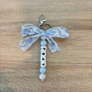 Pray Beaded Keychain with bow